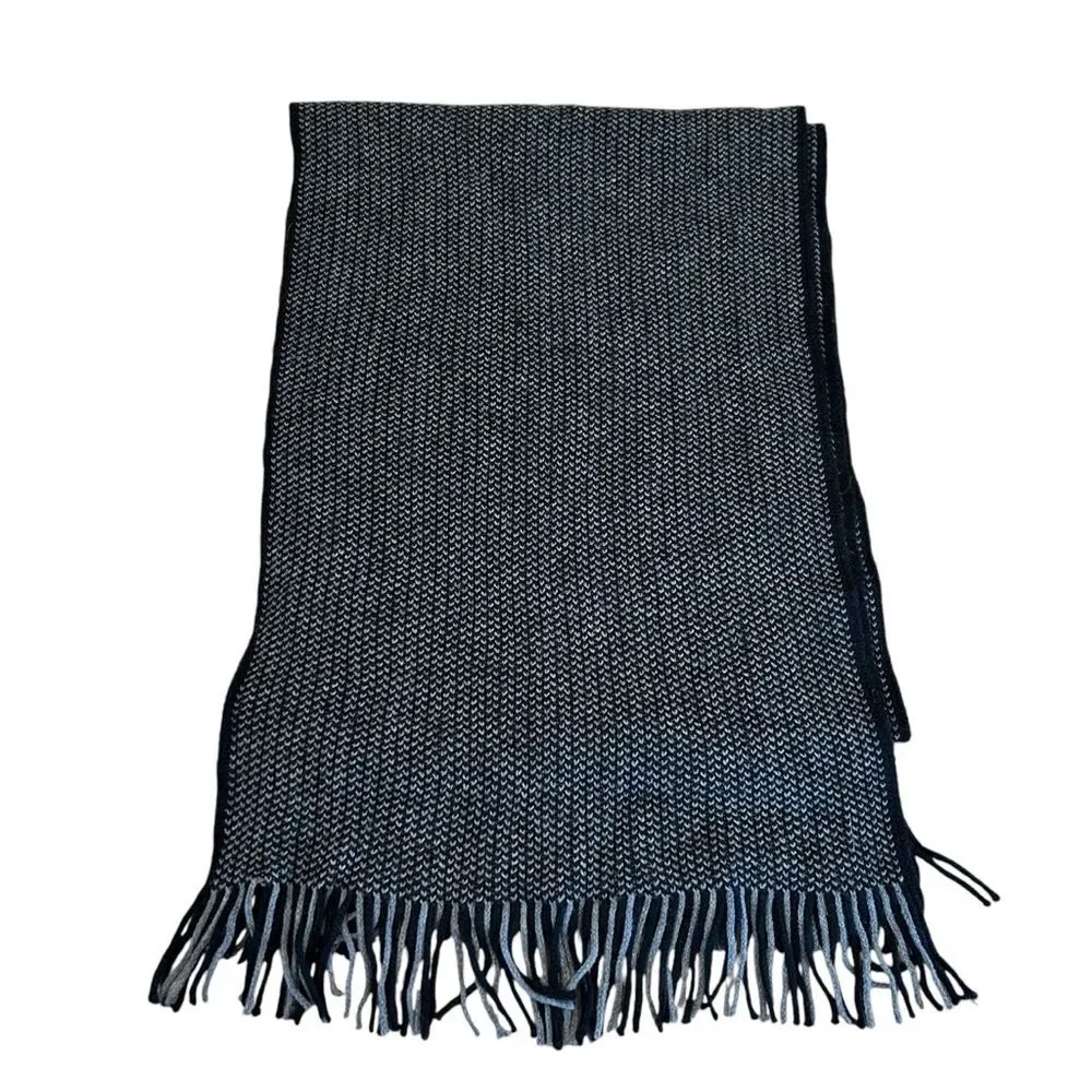 H&M Black/Gray Herringbone Winter Scarf